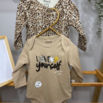 Leopar Desenli Kız Bebek İkili Body